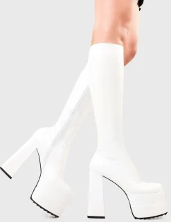 LAMODA Bad Gurl Wide Calf Platform Knee High Boots< Kniehoch