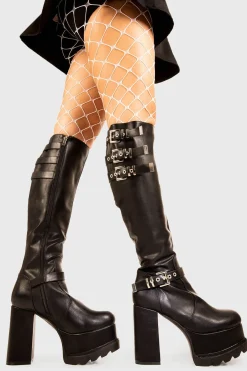 lamodawebsite Beautiful Pain Platform Knee High Boots< Kniehoch