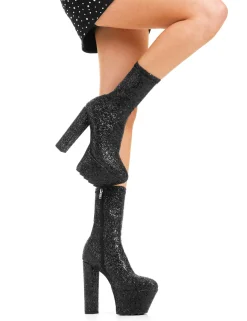 lamodawebsite Bling Platform Ankle Boots< Knochel