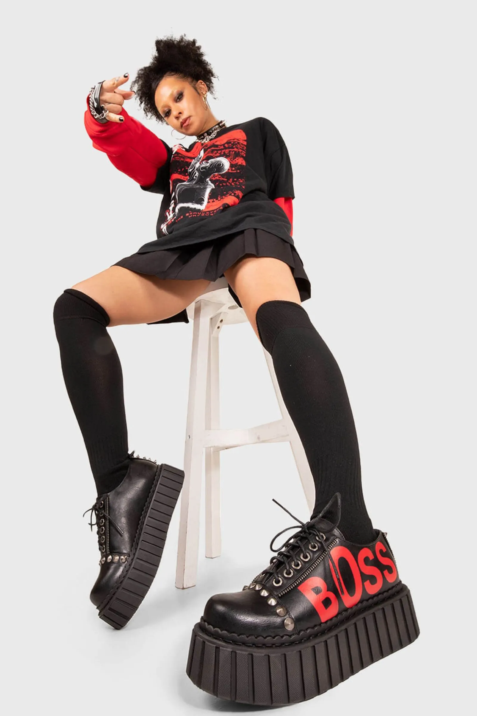lamodawebsite Boss Babe Chunky Creeper Shoes< Chunky