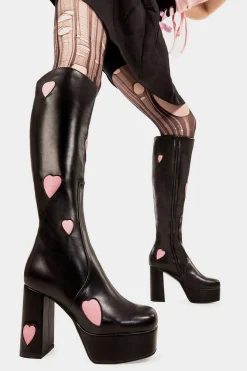 lamodawebsite Candyfloss Love Wide Calf Platform Knee High Boots< Kniehoch