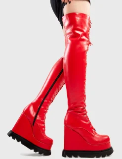LAMODA Cold Outside Chunky Platform Thigh High Boots< Chunky