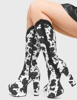 lamodawebsite Cowgirl Platform Knee High Boots< Kalb