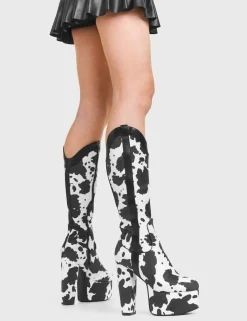 lamodawebsite Cowgirl Platform Knee High Boots< Kalb