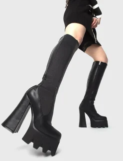 lamodawebsite Disco Inferno Platform Knee High Boots< Kniehoch