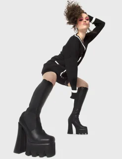 lamodawebsite Disco Inferno Platform Knee High Boots< Kniehoch