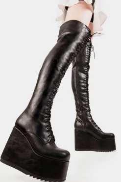 lamodawebsite Don'T Fold Chunky Platform Thigh High Boots< Chunky