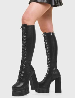 LAMODA Elevators Creeper Platform Knee High Boots< Kniehoch