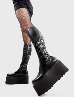 LAMODA Fyi Chunky Platform Knee High Boots< Kalb