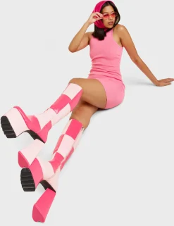 LAMODA Getting Better Platform Knee High Boots< Kniehoch