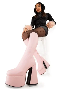 lamodawebsite Hate You Wide Calf Platform Knee High Boots< Kniehoch