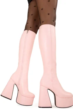 lamodawebsite Hate You Wide Calf Platform Knee High Boots< Kniehoch