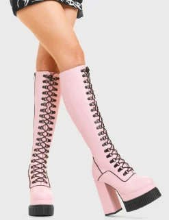 lamodawebsite Hidden Agenda Creeper Platform Knee High Boots< Kniehoch