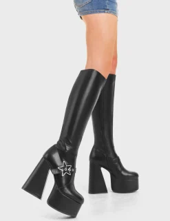 LAMODA I'M Your Star Platform Knee High Boots< Kniehoch