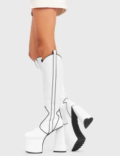LAMODA Keep It Up Platform Knee High Boots< Kniehoch