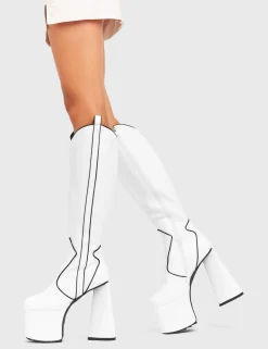 LAMODA Keep It Up Platform Knee High Boots< Kniehoch