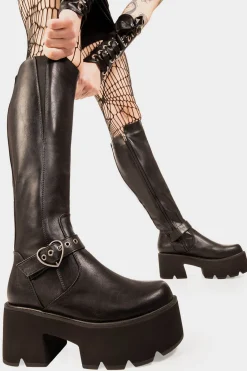 lamodawebsite Letter To My Lover Chunky Platform Knee High Boots< Kniehoch