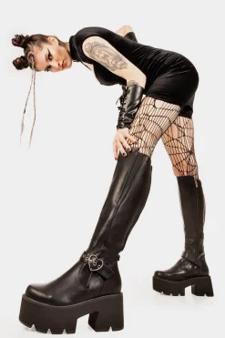 lamodawebsite Letter To My Lover Chunky Platform Knee High Boots< Kniehoch