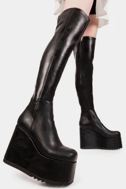 lamodawebsite Never Again Chunky Platform Thigh High Boots< Chunky