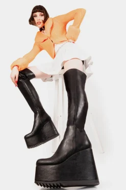 lamodawebsite Never Again Chunky Platform Thigh High Boots< Chunky