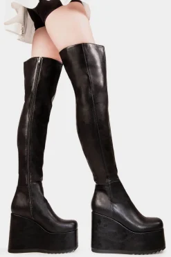 lamodawebsite Never Again Chunky Platform Thigh High Boots< Chunky