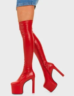 LAMODA Night Owl Platform Thigh High Boots< Plattform
