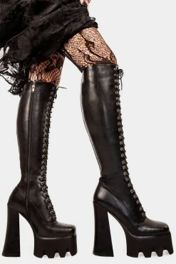 lamodawebsite No Promises Platform Knee High Boots< Kniehoch