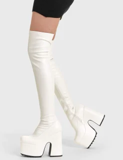 lamodawebsite Not Ready Chunky Platform Thigh High Boots< Chunky