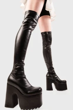 lamodawebsite Not Ready Chunky Platform Thigh High Boots< Chunky