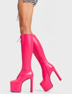 LAMODA Nowhere To Run Platform Knee High Boots< Kniehoch