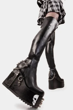 lamodawebsite Out Of Line Chunky Platform Thigh High Boots< Chunky