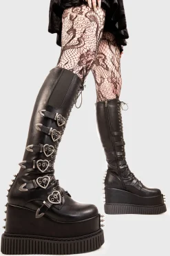 lamodawebsite Overkill Chunky Platform Knee High Boots< Kniehoch