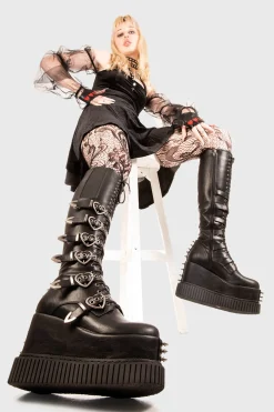 lamodawebsite Overkill Chunky Platform Knee High Boots< Kniehoch