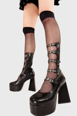 lamodawebsite Padlock Platform Calf Boots< Knochel