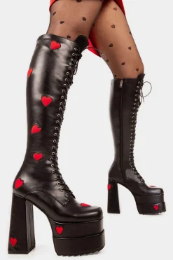 lamodawebsite Pucker Up Platform Knee High Boots< Kniehoch