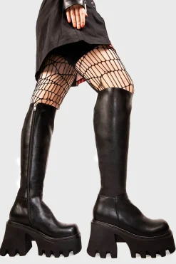 lamodawebsite Ready Wide Calf Chunky Platform Knee High Boots< Kniehoch