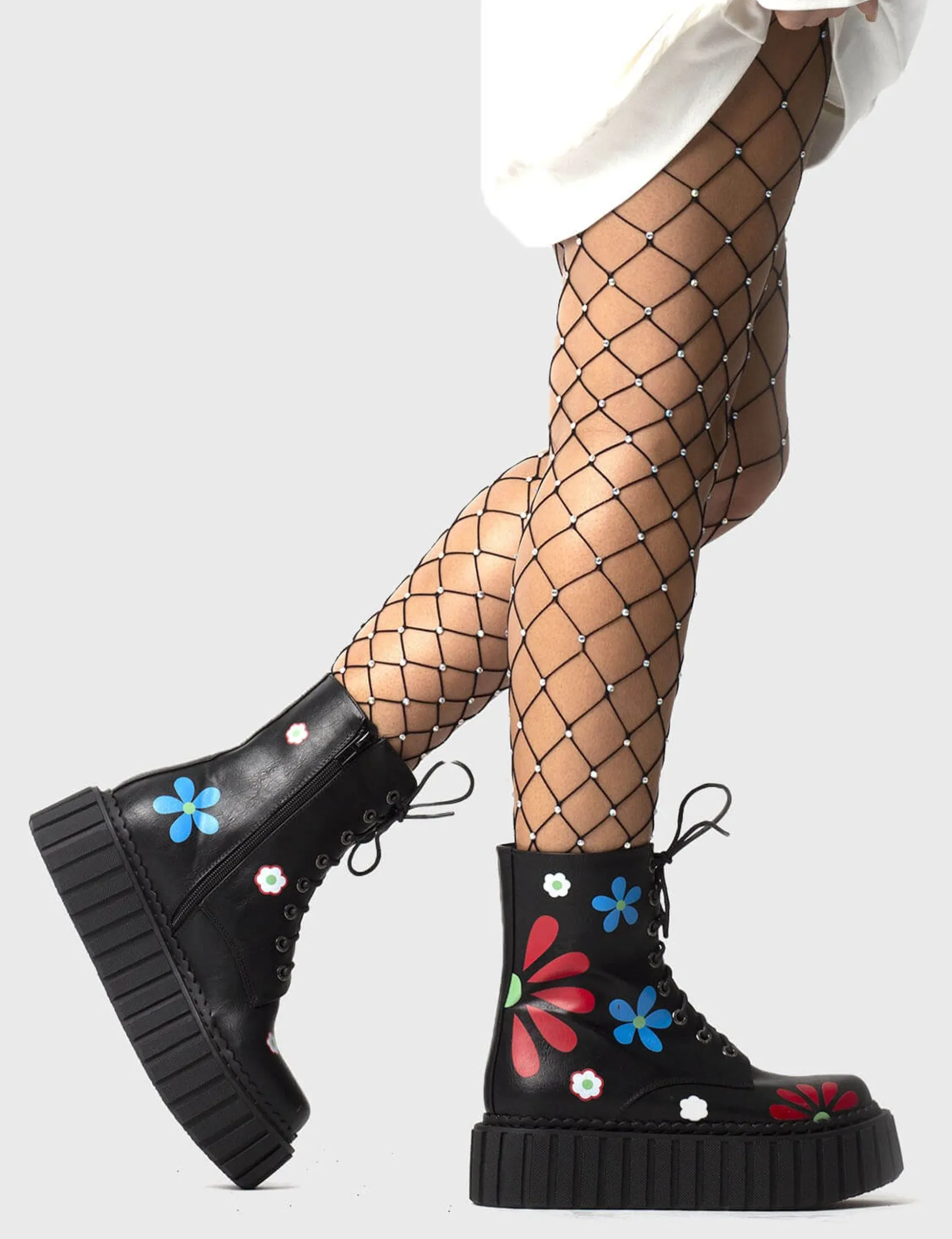 lamodawebsite Rocking The Daisies Chunky Ankle Creeper Boots< Knochel