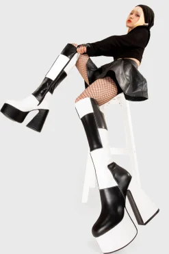 lamodawebsite Runway Wide Calf Platform Knee High Boots< Kniehoch