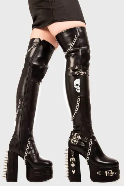 lamodawebsite Scream Wide Calf Platform Thigh High Boots< Plattform