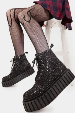 lamodawebsite Shooting Star Chunky Ankle Creeper Boots< Knochel
