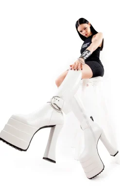 lamodawebsite Short Term Loss Platform Knee High Boots< Kniehoch