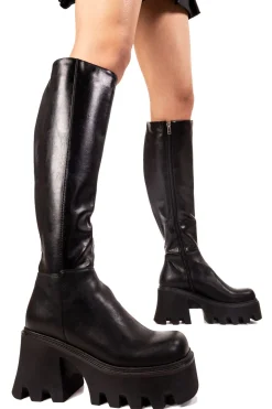 LAMODA Sideways Chunky Platform Knee High Boots< Kniehoch