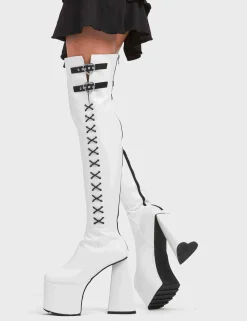 LAMODA Small Victories Platform Thigh High Boots< Kniehoch