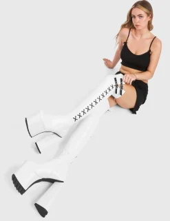 LAMODA Small Victories Platform Thigh High Boots< Kniehoch