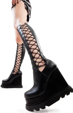 LAMODA String Along Chunky Platform Knee High Boots< Kniehoch