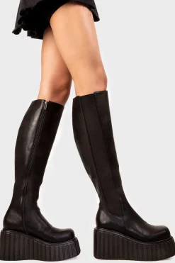 lamodawebsite Switching Up Chunky Creeper Platform Knee High Boots< Kniehoch