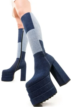 lamodawebsite Talk Of The Town Wide Calf Platform Knee High Boots< Kniehoch