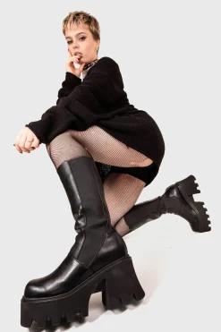 lamodawebsite Tear Em' Up Chunky Platform Ankle Boots< Kniehoch